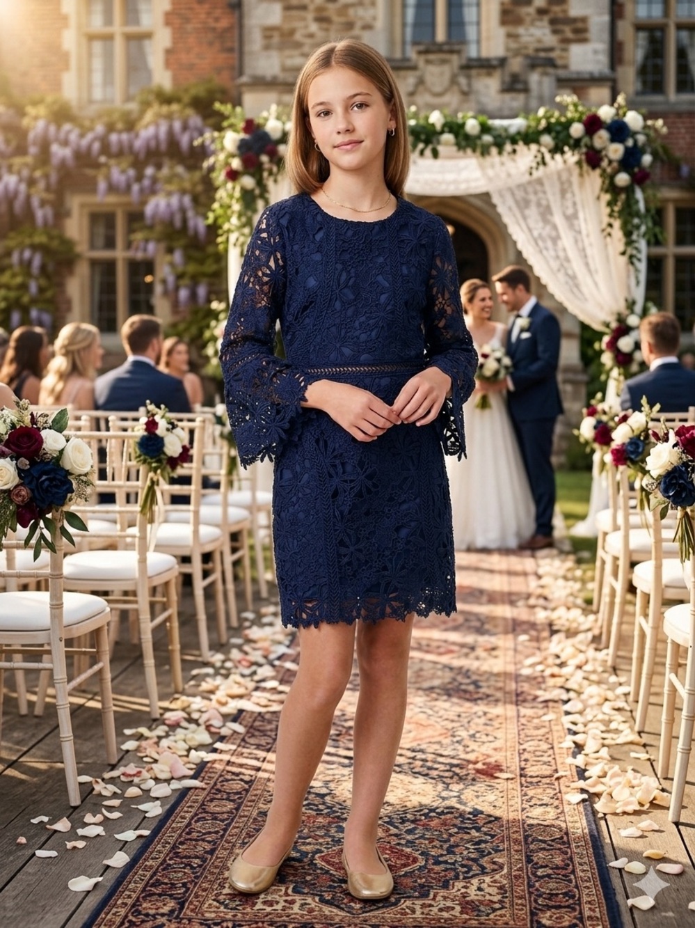 Bardot Junior Sofia Blue Crochet Lace Boho Mini Dress Girls US 14